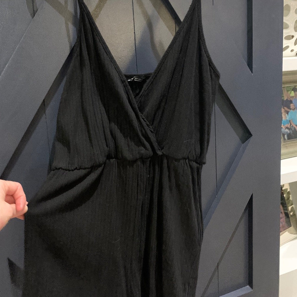 SHEIN Black Split Neck Romper